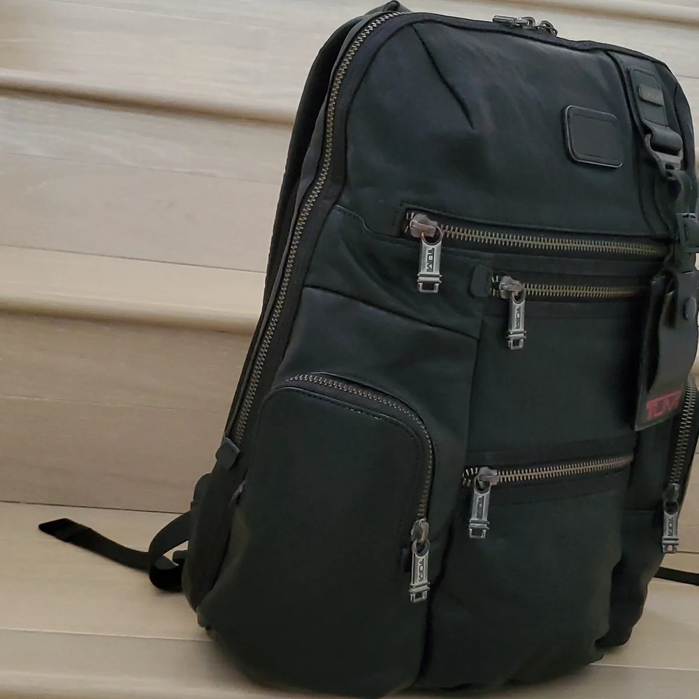 Rare Collectable: Tumi Alpha Bravo Knox Genuine Leather Backpack in Black Pole